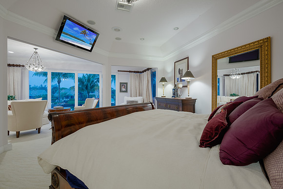 Master Bedroom with Water Views Interior Photography | Jupiter, FL
