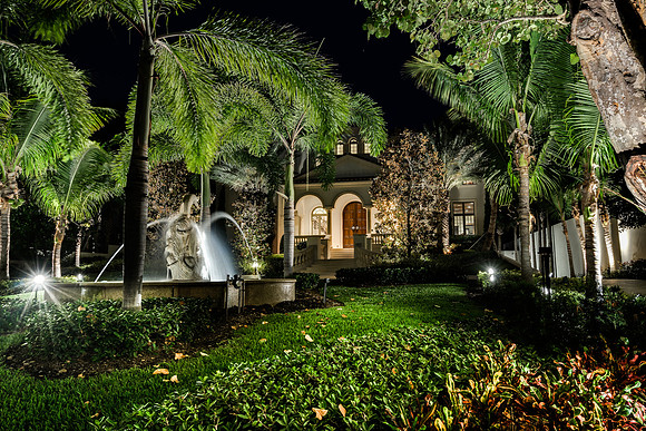 Twilight Home Exterior with Landscape Lighting Photography | Jupiter, FL