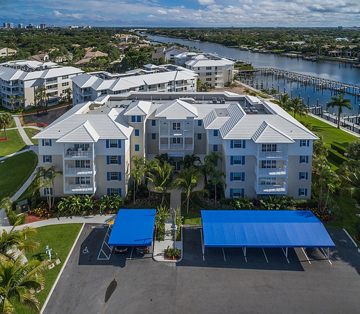 Aerial View of a Waterfront Condominium Community Along the Intracoastal in South Florida