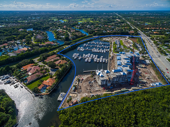 Aerial View of a Marina and Waterfront Development Site in South Florida