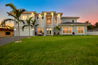 Twilight Front Exterior of Two-Story Home Photography | Jupiter, FL