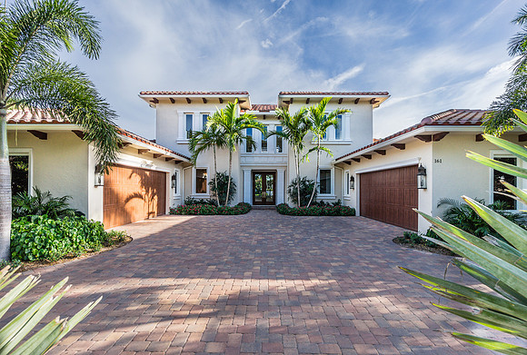 Blue Mosaic Tile Bathroom with Arched Garden Window Photography | Jupiter, FL