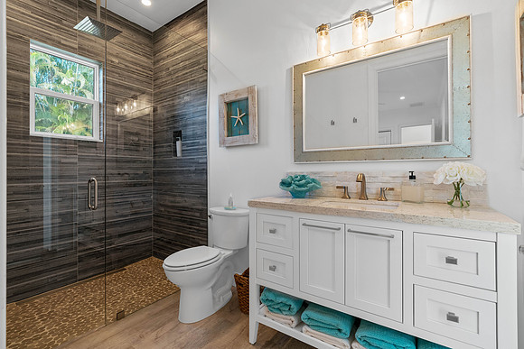 Modern Bathroom Interior with Glass Shower Photography | Jupiter, FL