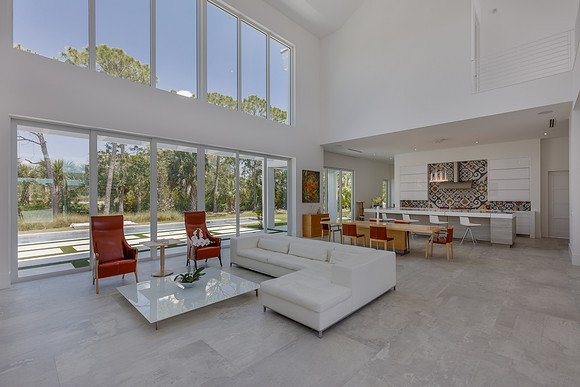 Open Concept Great Room with Double-Height Windows Photography | Jupiter, FL