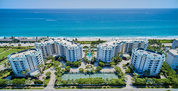 Aerial View of Beachfront Condominiums on the Atlantic Ocean in South Florida