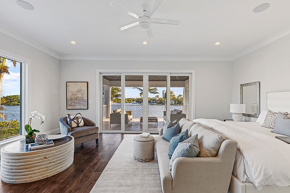 Coastal Bedroom Interior with Water View Photography | Jupiter, FL
