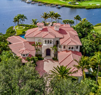 Aerial Drone Photography of Mediterranean Estate on Waterfront Golf Lot | Jupiter, FL
