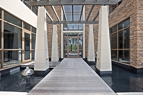 Modern Entrance Walkway with Reflecting Pool Photography | Jupiter, FL