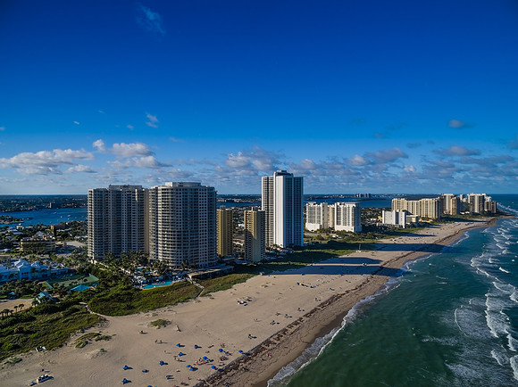 Aerial Drone Photography of Oceanfront Condo Towers and Beach | Jupiter, FL