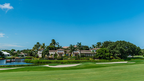 Aerial Waterfront Estate with Golf Course and Pool Photography | Jupiter, FL