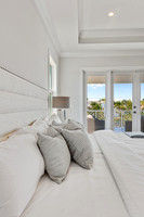 Bedroom Bedding Detail with Balcony View Photography | Jupiter, FL