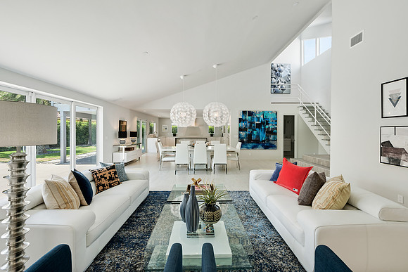 Two-Story Open Living and Dining Space Photography | Jupiter, FL