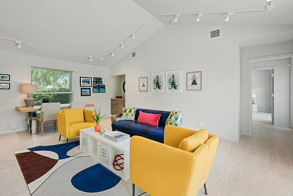 Colorful Staged Living Room Interior Photography | Jupiter, FL