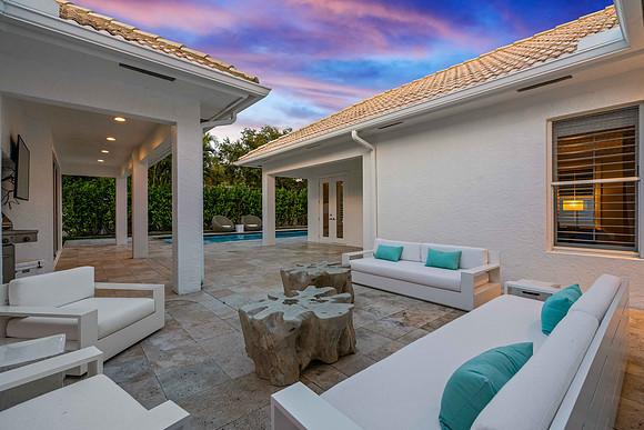 Twilight Covered Patio Lounge Photography | Jupiter, FL