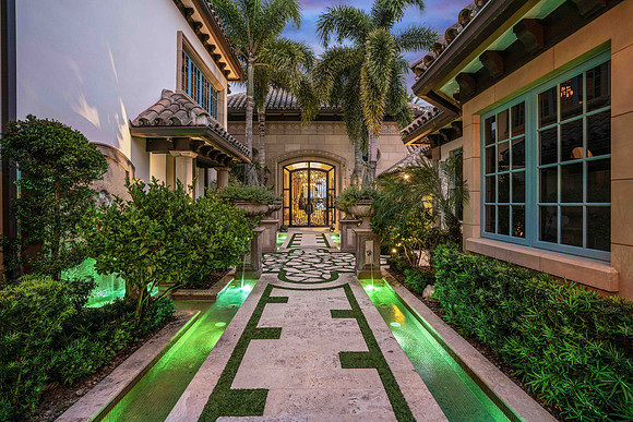 Mediterranean Courtyard Entry Pathway Photography | Jupiter, FL