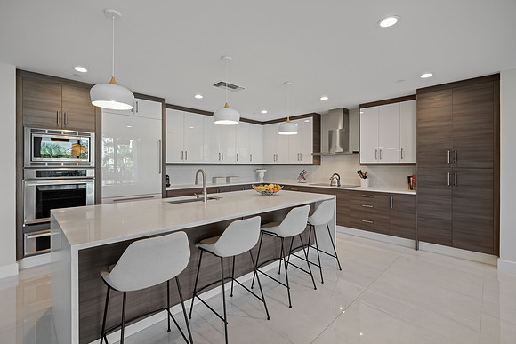 Modern Kitchen Interior with Large Island Photography | Jupiter, FL