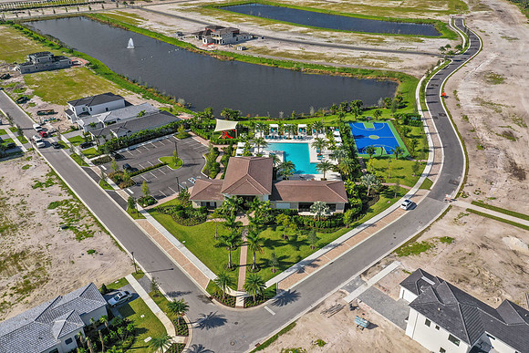 Aerial Drone Photography of Community Clubhouse and Pool | Jupiter, FL