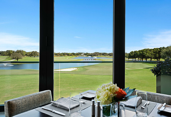 Outdoor Dining Table with Golf Course View Photography | Jupiter, FL