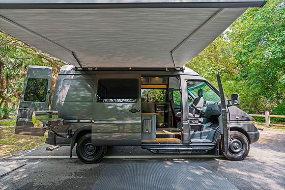 Camper Van with Awning Outdoor Lifestyle Photography | Jupiter, FL