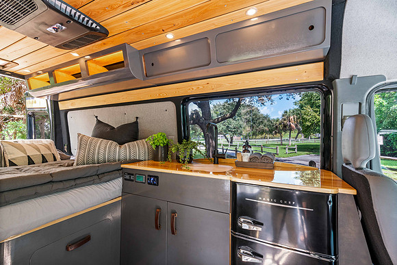 Camper Van Interior Kitchenette Photography | Jupiter, FL