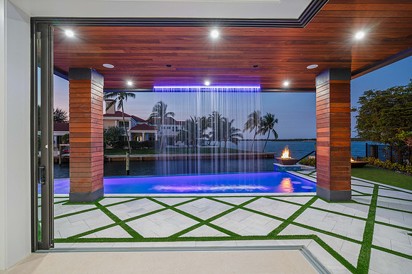 Twilight Pool and Waterfall Feature Photography | Jupiter, FL