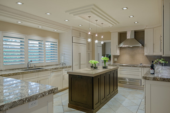 Luxury White Kitchen with Island Interior Photography | Jupiter, FL